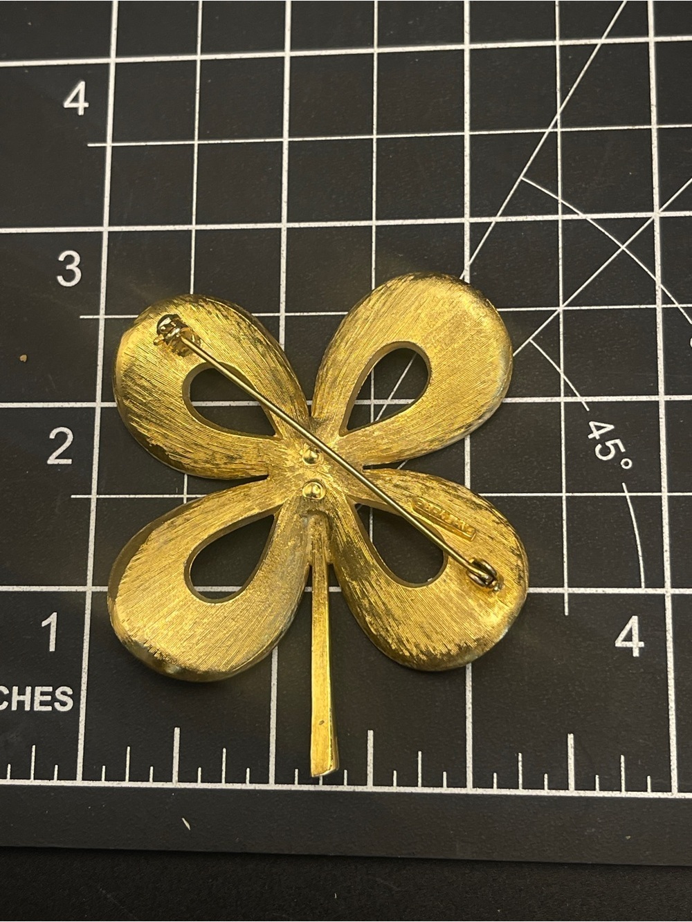 Vintage Park Lane Four Leaf Clover Brooch Two Tone Gold Silver Large Pin - Picture 4 of 12